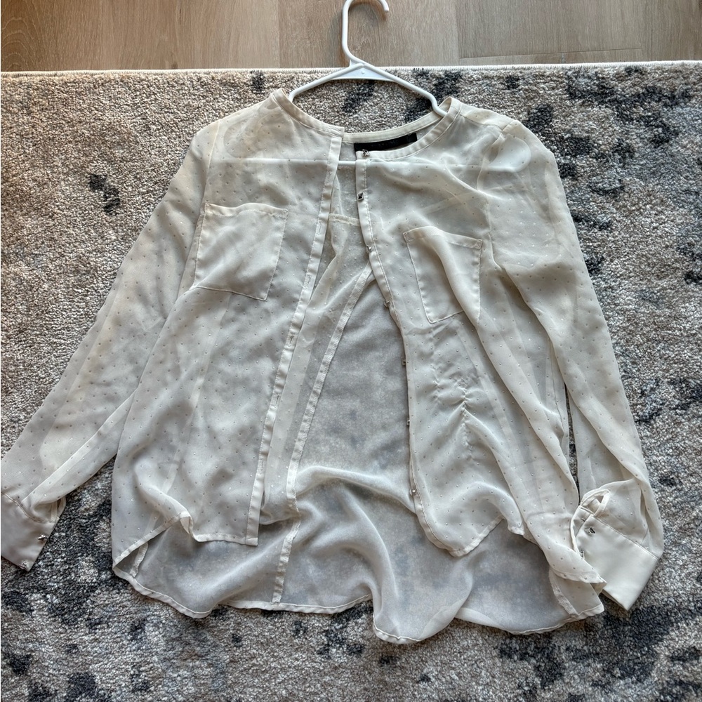 Eric + Lani Cream Sheer Textured Top